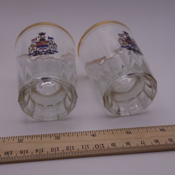 Set of Two(2) Canada A Mari usque ad Mare Shot Glasses with Gold Rim - Picture 6 of 11